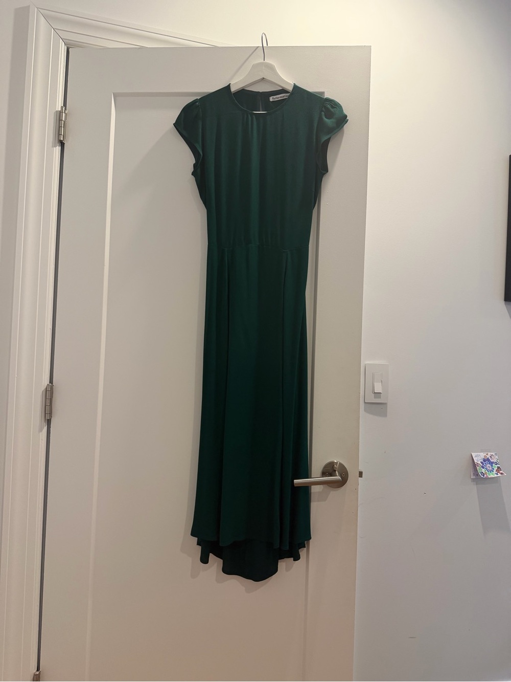 Reformation Emerald Green High-Low Midi Dress